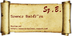Szencz Balázs névjegykártya